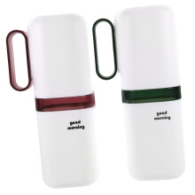 2Pcs Travel Toothbrush Case with Toothpaste Holder, Impact Resistant, Compact 2 in 1 Storage