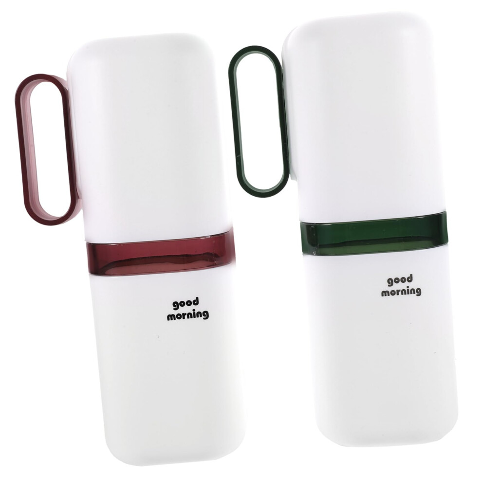 2Pcs Travel Toothbrush Case with Toothpaste Holder, Impact Resistant, Compact 2 in 1 Storage