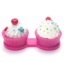 Cute Rose Red Contact Lens Case with Dual Compartments Cartoon Travel Holder