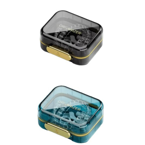 Tovvmai 2pcs Retainer Case with Secure Seal Closure, Compact Denture Storage Box for Travel