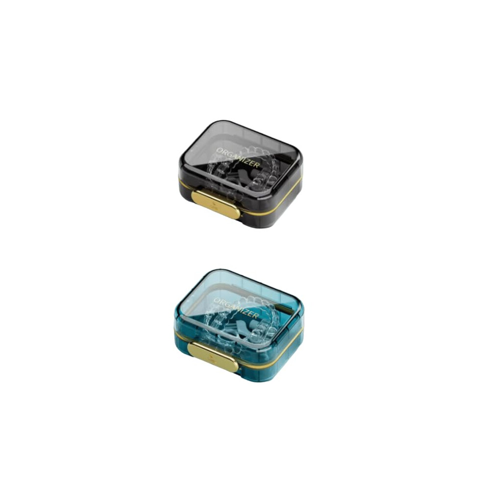Tovvmai 2pcs Retainer Case with Secure Seal Closure, Compact Denture Storage Box for Travel