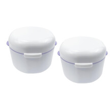2PCS Denture Case with Quick Draining Basket, Double Layer Retainer Holder for Mouthguard and Travel