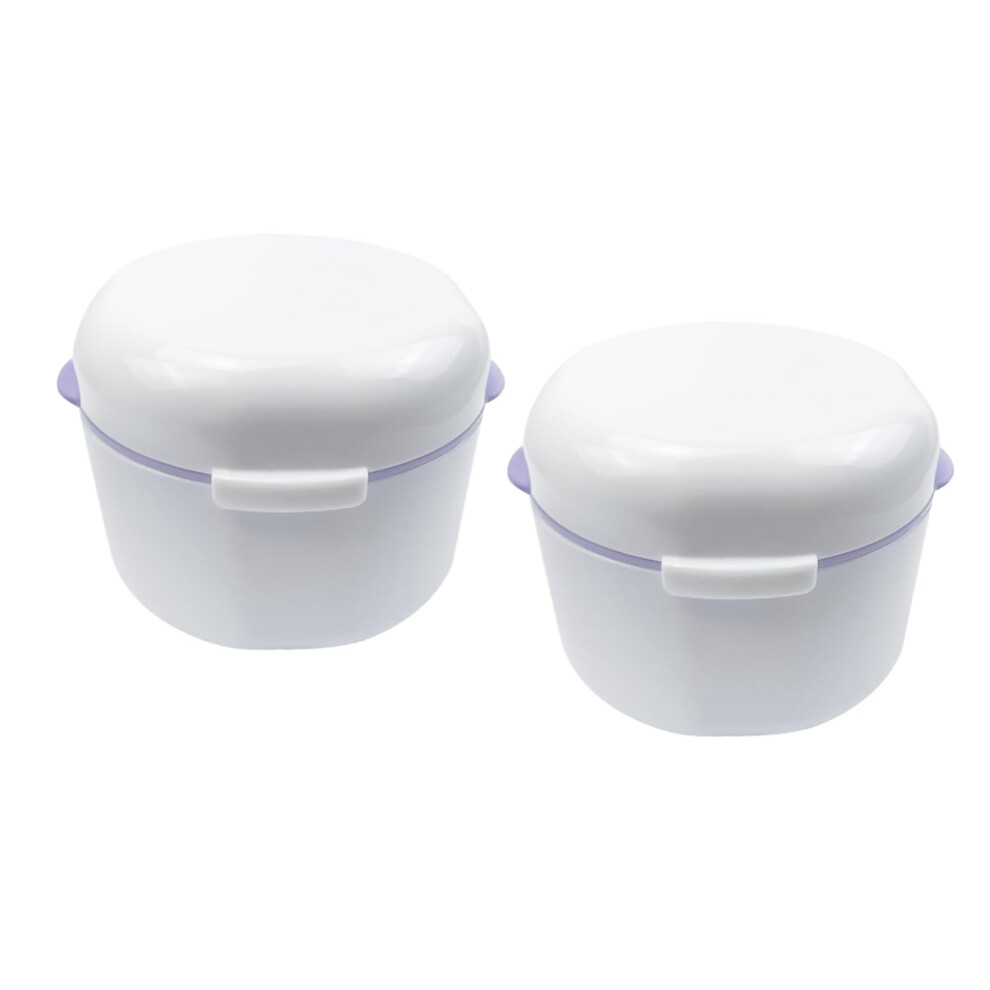 White 2Pcs Denture Case With Quick Draining Basket, Double Layer Retainer Holder For Mouthguard And Travel