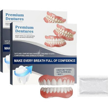 Natural Looking Full Denture Set with Silicone Reline, Comfortable Upper and Lower Arch Kit (2pcs)