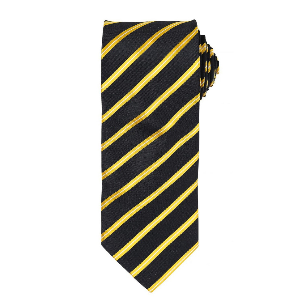 Premier (One Size, Black/Gold) Mens Stripe Tie