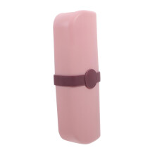 Pink Travel Toothbrush Case with Toothpaste Holder, Compact DualUse Storage Cup for Camping