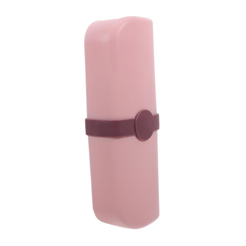 Pink Travel Toothbrush Case with Toothpaste Holder, Compact DualUse Storage Cup for Camping
