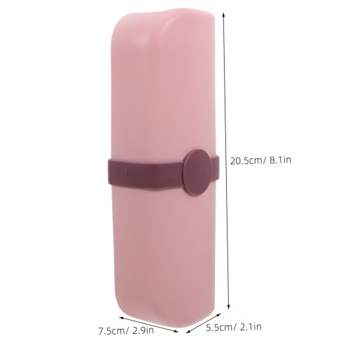 Pink Travel Toothbrush Case with Toothpaste Holder, Compact DualUse Storage Cup for Camping 1