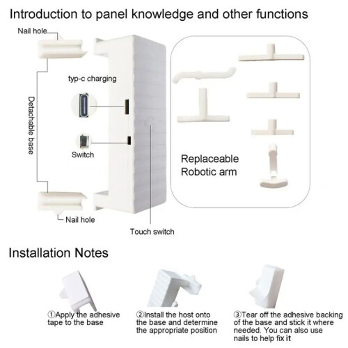 Finger Bot Button Pusher Wall Mounted RC No Wiring  Remote  Light  20 M RF Range Remote Control 1