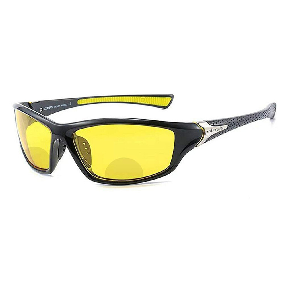 Black/Yellow Reading Glasses Bifocal Sunglasses +1.0 Clear Magnification Night Driving Eyewear