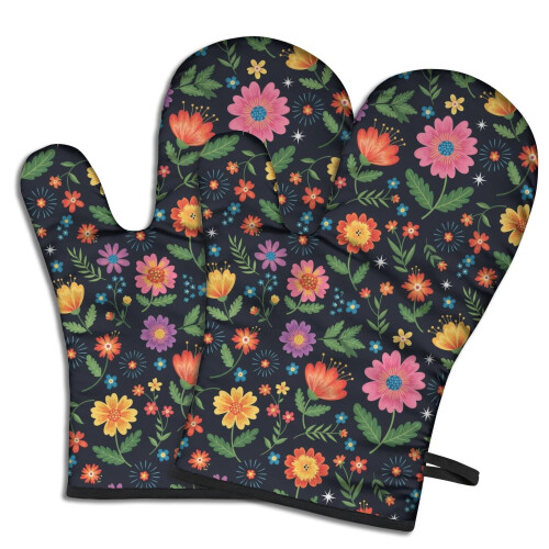 Ofenhandschuhe mit Blumenmuster, 2er-Pack, 19,5 x 30,5 cm
