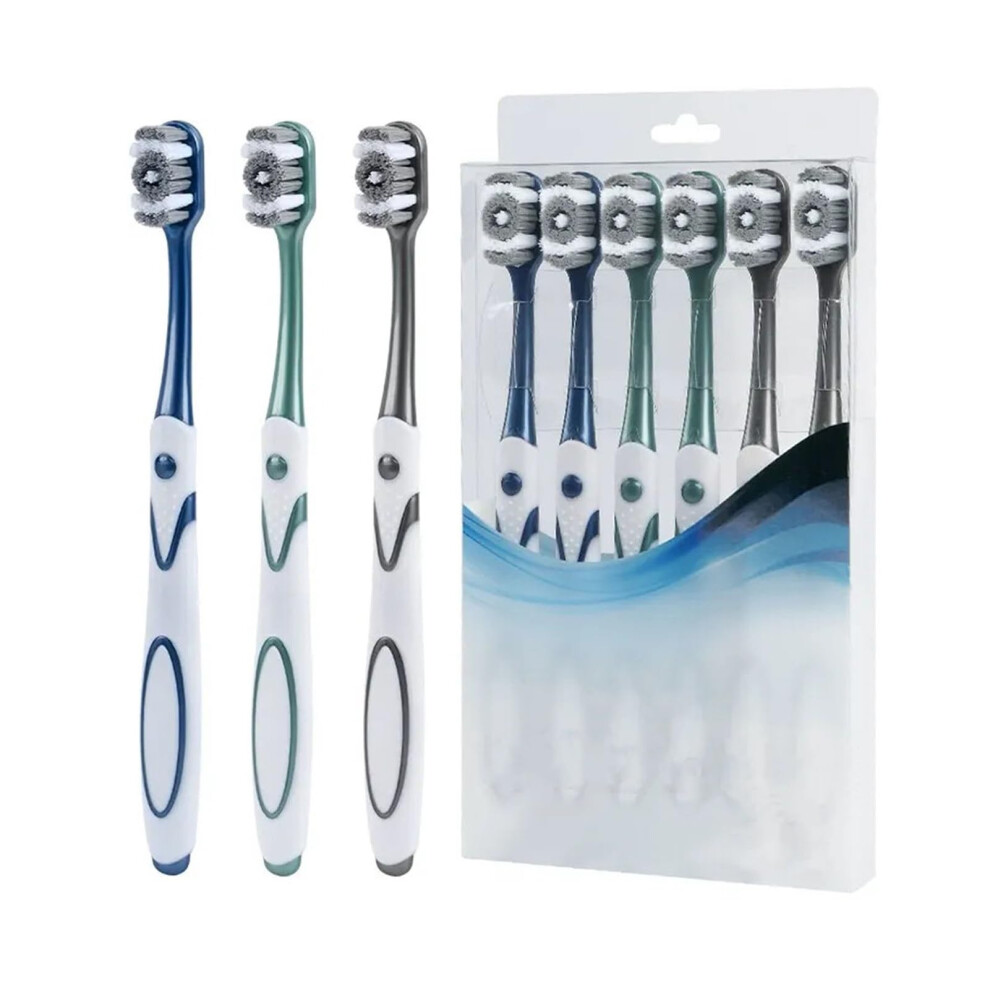 Hard Bristle Toothbrush for Adults 360 Mouth Coverage Whitening Bristles Medium Hard 6 Pack