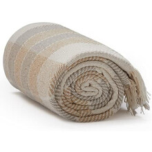 Cotton Throw Blanket 50x60 inches Camel Beige Plaid