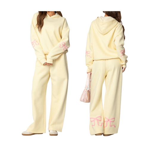 (XL, Yellow) Γυναικεία σετ ρούχων με κουκούλα. 1