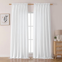 Białe zasłony z imitacji lnu, 84" dł. x 40" szer., 2 sztuki w opakowaniu