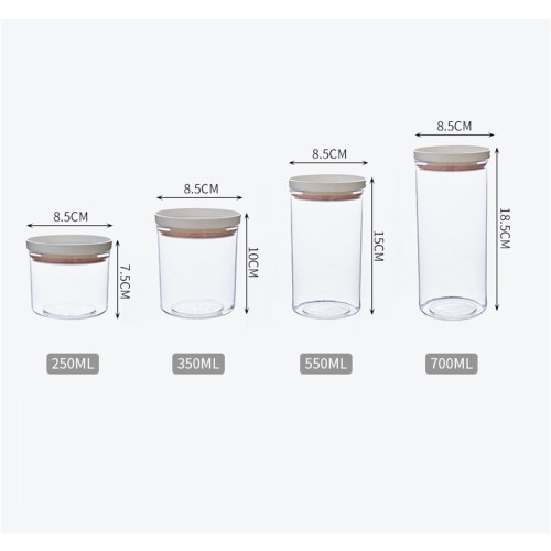 Potes de plástico transparente redondos de 19 oz com tampas herméticas. 1