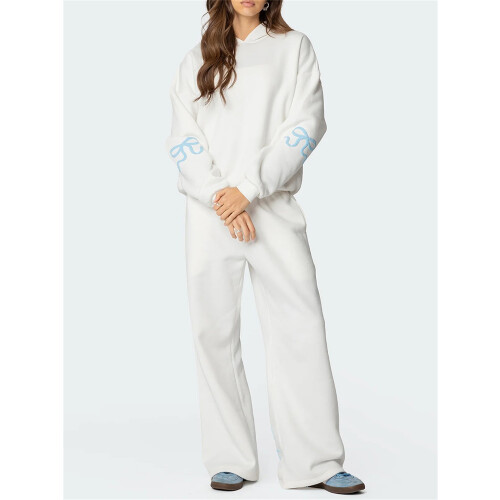 (XL, WHITE) Γυναικεία σετ ρούχων με κουκούλα. 2