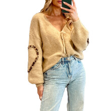(S, Light Yellow) Women's Tie Front Knit Cardigan Solid Color V-Neck Long Sleeve Loose Sweater Jacket for Spring, Fall