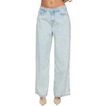 (S, Light Blue) Damesjeans voor de herfst met zakken, eenvoudig, stijlvol, effen, lage taille, casual, wijde pijpen.