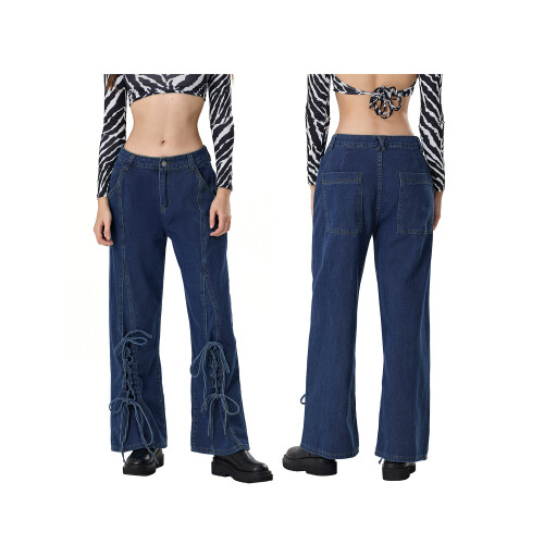 (L, Blue) Γυναικείο τζιν με τσέπες, Streetwear 1