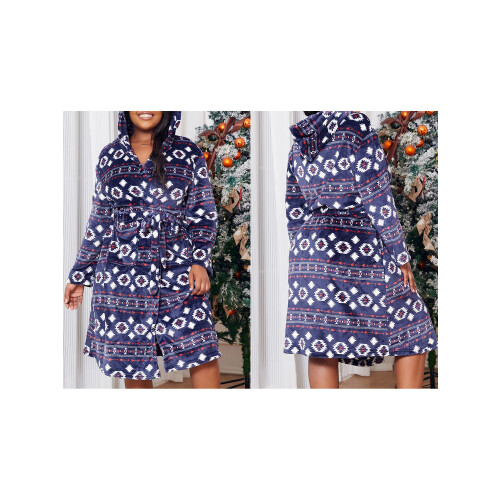 (XL, Blue) Γυναικεία ρόμπα βελούδινη απαλή σπα. 1