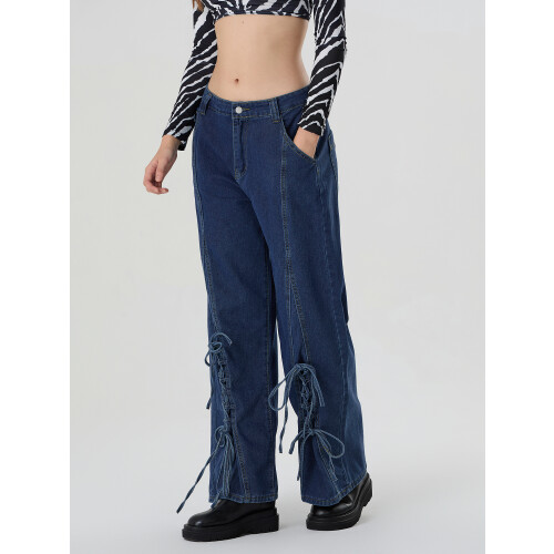 (M, Blue) Γυναικείο τζιν με τσέπες, Streetwear 2