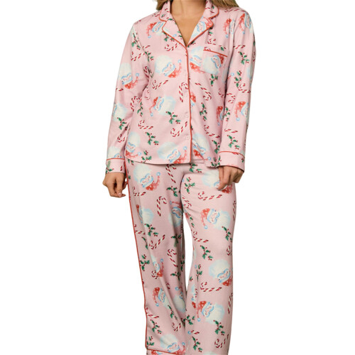 (L, Pink) Conjunto de pijama e confortável.