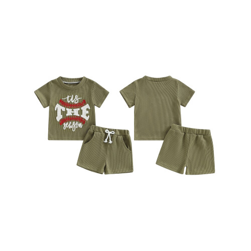 (2-3 Years, Green) Vaflový outfit pre elastickým pásom 1