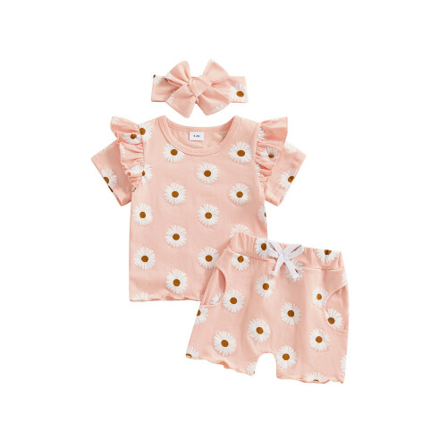 (2-3 Years, Pink) Letní oblečení pro s čelenkou