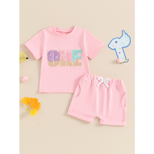 (12-18 Months, Pink) Conjunto bebé 1er o niña. 2