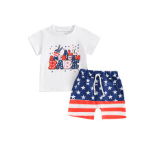 (12-18 Months, White) Peuterjongensoutfit 4 juli: de zomer.
