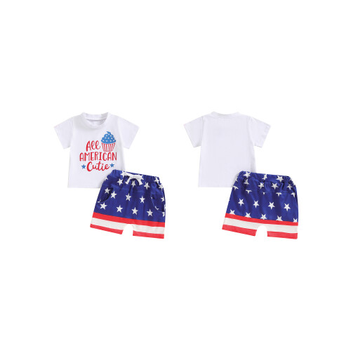 (2-3 Years, Blue) Conjunto de verano con rayas. 1