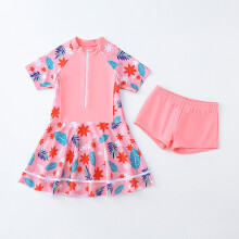(XXXXXXL, Multicolor) Badeanzug-Set für Mädchen, 2-teilig, mit Blumenmuster, schnelltrocknend
