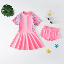 (XXXL, Pink) Badeanzug-Set für Mädchen, 2-teilig, mit Blumenmuster, schnelltrocknend