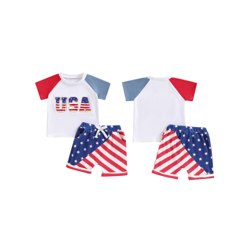 (0-6 Months, Red) Ensemble bébé garçon patriotique été. 1