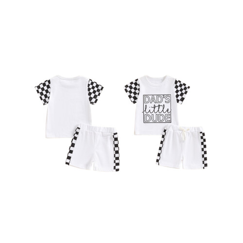 (18-24 Months, White) Σετ καλοκαιρινών σορτς σχέδιο σκακιέρας 1