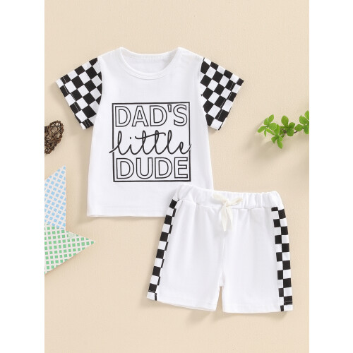 (6-12 Months, White) Σετ καλοκαιρινών σορτς σχέδιο σκακιέρας 2