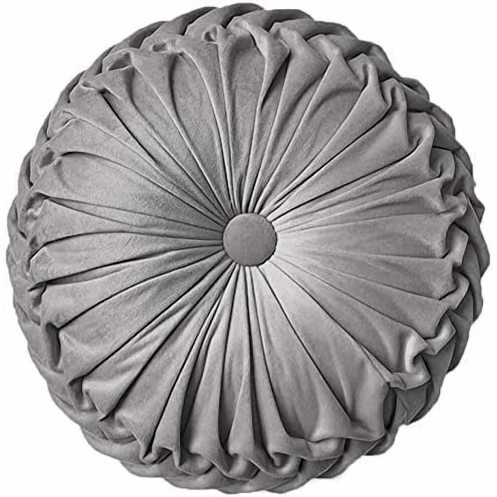 Velvet Round Throw Pillow Grey 16 Inch