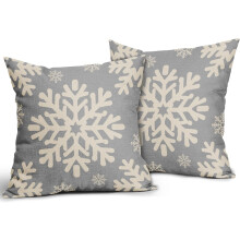 Weihnachtskissenbezüge 45 cm x 45 cm, Schneeflockenmotiv