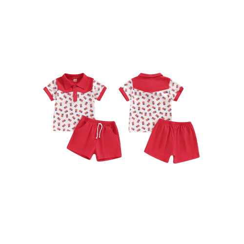 (3-4 Years, Red) Conjunto de pantalón de julio. 1