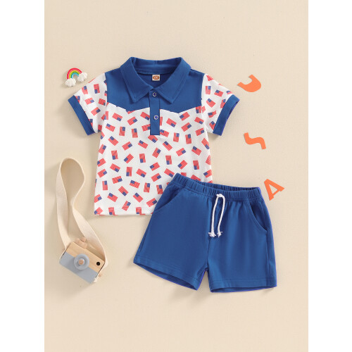 (18-24 Months, Blue) Conjunto de pantalón de julio. 2
