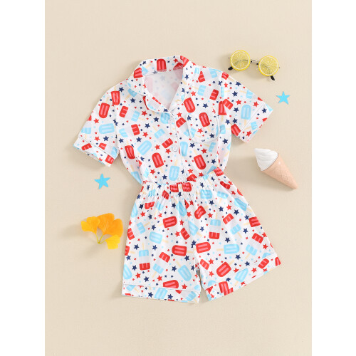 (12-18 Months, White) Ensemble pyjama enfant d'été décontractée. 2