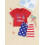 (18-24 Months, Red) Conjunto de pantalón con estrellas. 3