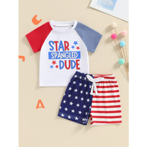 (12-18 Months, Red) Conjuntos de shorts de julho. 2