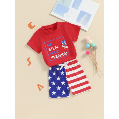 (6-12 Months, Red) Conjunto de pantalón con estrellas. 2