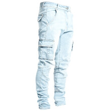 Men's Slim Jeans 7 Pockets Stretch Skinny Denim Pencil Pants Fashion Side Pockets Small Feet Tight Fitting Denim Pants Full Length Pants Jeans