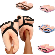 Sapatos engraçados com dedão, chinelos com dedos de desenho animado, chinelos macios e quentes, chinelos de inverno divertidos para homens e