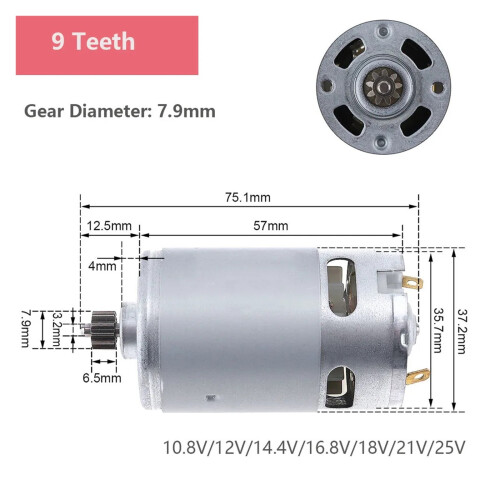 Κινητήρας RS550DC 9/11/12//13/14 Δόντια 10.8V-25V Κιβώτιο ταχυτήτων υψηλής ροπής 1
