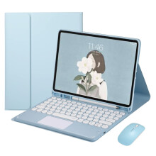 Touchtoetsenbord- en muishoes voor Samsung Galaxy Tab S8 Ultra 14,6" (2022), afneembaar, schattige ronde toetsen, zwart
