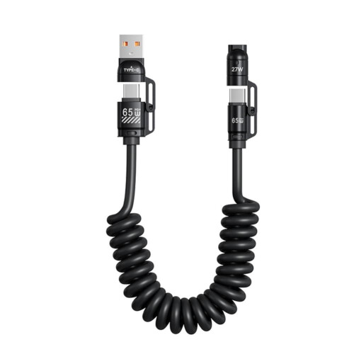 Πολυφορτιστής με ανασυρόμενο καλώδιο 4 σε 1 USB/USB-C PD65W
